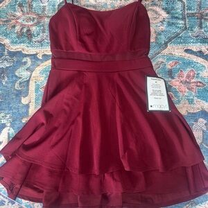 Emerald Sundae Elegant Burgundy Strapless Dress